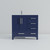 Lexora LVJ36SE201L Jacques 36 in. W Left Offset Navy Blue Bath Vanity Cabinet, White Quartz Top, and Faucet Set