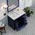 Lexora Jacques 36 in. W Left Offset Navy Blue Bath Vanity Cabinet, White Quartz Top, and Faucet Set