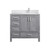 Lexora Jacques 36 in. W Right Offset Distressed Grey Bath Vanity Cabinet, Cultured Marble Top, and Faucet Set