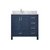 Lexora LVJ36SE101L Jacques 36 in. W Left Offset Navy Blue Bath Vanity Cabinet, Carrara Marble Top, and Faucet Set