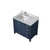 Lexora LVJ36SE101L Jacques 36 in. W Left Offset Navy Blue Bath Vanity Cabinet, Carrara Marble Top, and Faucet Set