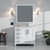 Lexora LVJ36SA101R Jacques 36 in. W Right Offset White Bath Vanity Cabinet, Carrara Marble Top, and Faucet Set