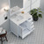 Lexora Jacques 36 in. W Left Offset White Bath Vanity Cabinet, Carrara Marble Top, and Faucet Set