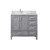 Lexora LVJ36SD101L Jacques 36 in. W Left Offset Distressed Grey Bath Vanity Cabinet, Carrara Marble Top, and Faucet Set