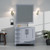 Lexora Jacques 36 in. W Right Offset Dark Grey Bath Vanity Cabinet, Carrara Marble Top, and Faucet Set