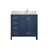 Lexora LVJ36SE101R Jacques 36 in. W Right Offset Navy Blue Bath Vanity Cabinet, Carrara Marble Top, and Faucet Set