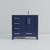 Lexora LVJ36SE101R Jacques 36 in. W Right Offset Navy Blue Bath Vanity Cabinet, Carrara Marble Top, and Faucet Set