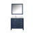 Lexora Jacques 36 in. W Left Offset Navy Blue Bath Vanity Cabinet, Cultured Marble Top, Faucet Set, and 34 in. Mirror