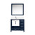 Lexora Jacques 36 in. W Left Offset Navy Blue Bath Vanity Cabinet, Cultured Marble Top, Faucet Set, and 34 in. Mirror