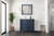 Lexora Jacques 36 in. W Left Offset Navy Blue Bath Vanity Cabinet, Cultured Marble Top, Faucet Set, and 34 in. Mirror