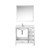 Lexora LVJ36SA311L Jacques 36 in. W Left Offset White Bath Vanity Cabinet, Cultured Marble Top, Faucet Set, and 34 in. Mirror