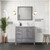 Lexora Jacques 36 in. W Right Offset Distressed Grey Bath Vanity Cabinet, Cultured Marble Top, Faucet Set, and 34 in. Mirror