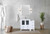 Lexora Volez 42 inch W White Bath Vanity Cabinet with Side Cabinet, White Ceramic Top, and 28 in Mirror
