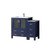 Lexora Volez 42 inch W Navy Blue Vanity Cabinet with Side Cabinet, White Ceramic Top, and Faucet Set