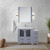 Lexora Volez 42 inch W Dark Grey Vanity Cabinet with Side Cabinet, White Ceramic Top, and Faucet Set