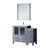 Lexora LV341842SBESM28F Volez 42 inch W Dark Grey Bath Vanity Cabinet with Side Cabinet, Faucet Set, White Ceramic Top, and 28 in Mirror