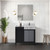 Lexora LZ342242SLISFMC Zilara 42 inch W Black and Grey Bath Vanity Cabinet, Castle Grey Marble Top and Chrome Faucet Set