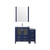Lexora Volez 42 inch W Navy Blue Bath Vanity Cabinet with Side Cabinet, Faucet Set, White Ceramic Top, and 28 in Mirror