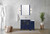 Lexora Volez 42 inch W Navy Blue Bath Vanity Cabinet with Side Cabinet, Faucet Set, White Ceramic Top, and 28 in Mirror