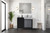 Lexora LZ342242SLISFBG Zilara 42 inch W Black and Grey Bath Vanity Cabinet, Castle Grey Marble Top and Gun Metal Faucet Set