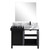 Lexora  LZ342242SLISM34FCM Zilara 42 in W x 22 in D Black and Grey Bath Vanity, Castle Grey Marble Top, Matte Black Faucet Set and 34 in Mirror