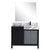 Lexora Zilara 42 inch W Black and Grey Bath Vanity Cabinet, Castle Grey Marble Top, Matte Black Faucet Set and 34 in Mirror