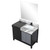 Lexora Zilara 42 inch W Black and Grey Bath Vanity Cabinet, Castle Grey Marble Top, Matte Black Faucet Set and 34 in Mirror