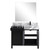 Lexora LZ342242SLISM34FCM Zilara 42 inch W Black and Grey Bath Vanity Cabinet, Castle Grey Marble Top, Matte Black Faucet Set and 34 in Mirror