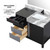Lexora LZ342242SLISM34FCM Zilara 42 inch W Black and Grey Bath Vanity Cabinet, Castle Grey Marble Top, Matte Black Faucet Set and 34 in Mirror