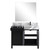 Lexora  LZ342242SLISM34FBG Zilara 42 in W x 22 in D Black and Grey Bath Vanity, Castle Grey Marble Top, Gun Metal Faucet Set and 34 in Mirror