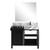 Lexora Zilara 42 inch W Black and Grey Bath Vanity Cabinet, Castle Grey Marble Top, Gun Metal Faucet Set and 34 in Mirror