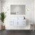Lexora Geneva 48 in. W Glossy White Wall Mount Bath Vanity Cabinet and White Quartz Top