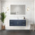 Lexora Geneva 48 in. W Navy Blue Wall Mount Bath Vanity Cabinet, White Quartz Top, and Faucet Set