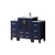 Lexora LVV48S24E601 Volez 48 inch W Navy Blue Vanity Cabinet with Side Cabinets, White Ceramic Top, and Faucet Set