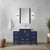 Lexora Volez 48 inch W Navy Blue Vanity Cabinet with Side Cabinets, White Ceramic Top, and Faucet Set