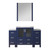 Lexora LV341854SEESM28 Volez 54 inch W Navy Blue Bath Vanity Cabinet with Side Cabinets, White Ceramic Top, and 28 in Mirror