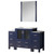 Lexora LV341854SEESM28 Volez 54 inch W Navy Blue Bath Vanity Cabinet with Side Cabinets, White Ceramic Top, and 28 in Mirror