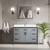 Lexora Ziva 48 inch W Dark Grey Bath Vanity Cabinet, White Quartz Top, Faucet Set and 34 in Mirror
