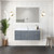 Lexora Geneva 48 in. W Dark Grey Wall Mount Bath Vanity Cabinet, Carrara Marble Top, and Faucet Set