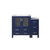 Lexora LVV48S36E600 Volez 48 inch W Navy Blue Vanity Cabinet with Side Cabinet, and White Ceramic Top