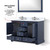 Lexora Dukes 48 in. W Navy Blue Double Sink Vanity Cabinet and Carrara Marble Top