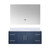 Lexora Geneva 48 in. W Navy Blue Wall Mount Bath Vanity Cabinet, Cultured Marble Top, and 48 in. LED Mirror