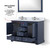 Lexora Dukes 48 in. W Navy Blue Double Sink Vanity Cabinet, White Quartz Top, and 46 in. Mirror