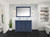 Lexora Dukes 48 in. W Navy Blue Double Sink Vanity Cabinet, White Quartz Top, and 46 in. Mirror