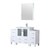 Lexora Volez 54 inch W White Bath Vanity Cabinet with Side Cabinets, Faucet Set, White Ceramic Top, and 28 in Mirror