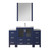 Lexora LV341854SEESM28F Volez 54 inch W Navy Blue Bath Vanity Cabinet with Side Cabinets, Faucet Set, White Ceramic Top, and 28 in Mirror