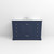 Lexora Dukes 48 in. W Navy Blue Vanity Cabinet, White Quartz Top, and Faucet Set