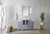 Lexora LVV48S36B610 Volez 48 inch W Dark Grey Vanity Cabinet with Side Cabinet, White Ceramic Top, and 34 in Mirror
