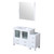 Lexora LVV48S36A610 Volez 48 inch W White Vanity Cabinet with Side Cabinet, White Ceramic Top, and 34 in Mirror