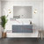 Lexora Geneva 48 in. W Dark Grey Wall Mount Bath Vanity Cabinet, Cultured Marble Top, Faucet Set, and 48 in. LED Mirror